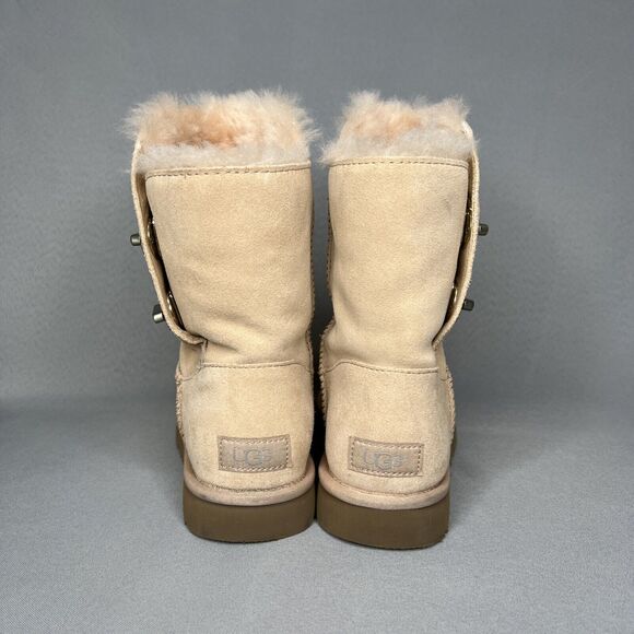 Womens UGG Boots Sz 8 Turn Lock Suede Wool Pinkish Tan Blush Amber #1094933 Boho - Picture 12 of 16